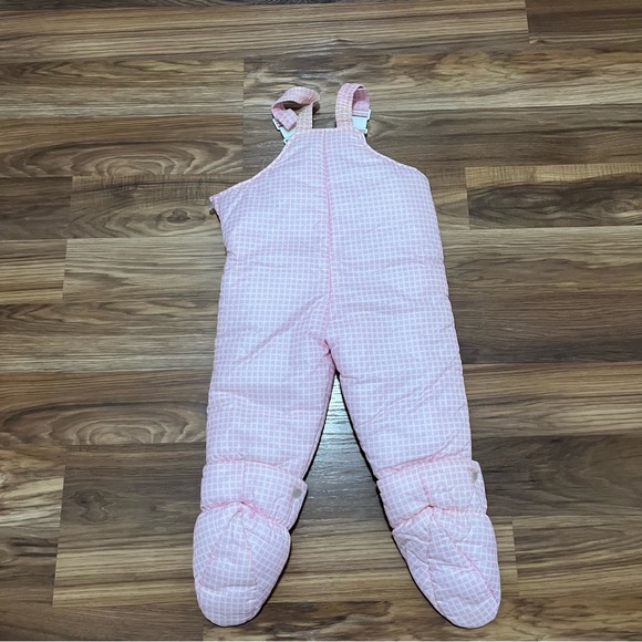 Vintage Quiltex Toddler Girl Pink White Check Snowsuit Coat Overalls Size 18 mo - Picture 7 of 14